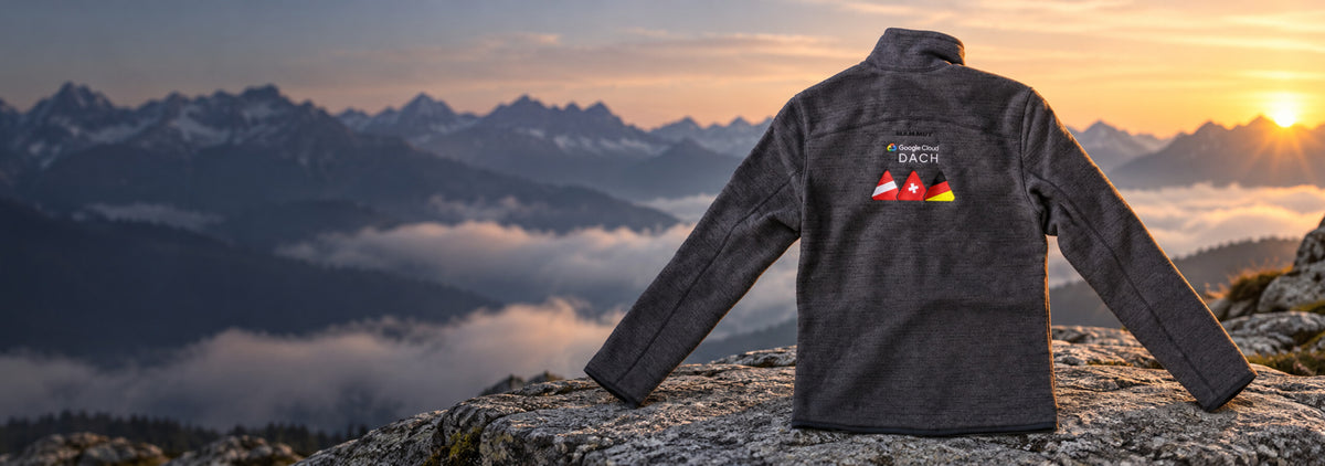 Mehrfarbige Rückenveredelung auf einer Mammut Jacke